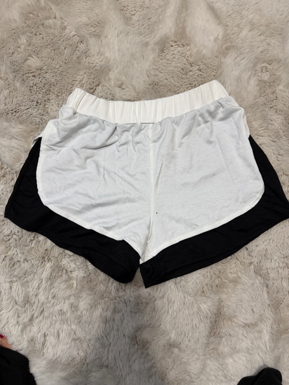 BiBi Two-Tone White Over Black Athletic Shorts